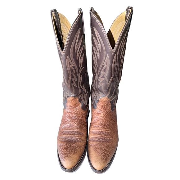 Vintage Nocona men’s 8.5B brown tan leather western boots cowboy farm ranch USA main image 2